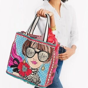 Brighton Tote NWT Sparkle & Shine Canvas Bright Graphic Print Large Market